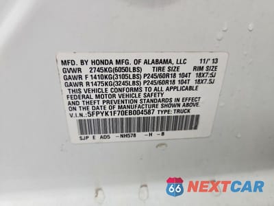 Zdjęcie 12 z 12 samochodu: 2014 HONDA RIDGELINE SPORT VIN:5FPYK1F70EB004587 - miniatura