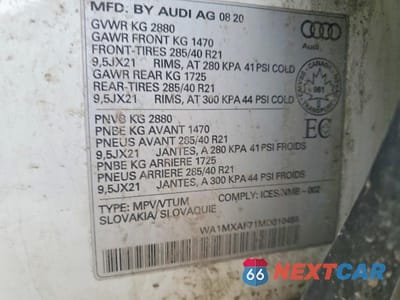 Zdjęcie 13 z 13 samochodu: 2021 AUDI Q7 PROGRESSIV VIN:WA1MXAF71MD010455 - miniatura