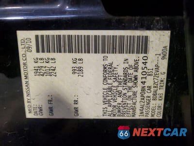 Zdjęcie 12 z 12 samochodu: 2011 NISSAN ALTIMA 2.5 VIN:1N4AL2AP0BN410540 - miniatura