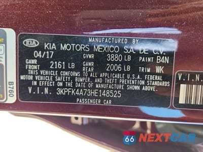 Zdjęcie 13 z 13 samochodu: 2017 KIA FORTE LX VIN:3KPFK4A73HE148525 - miniatura