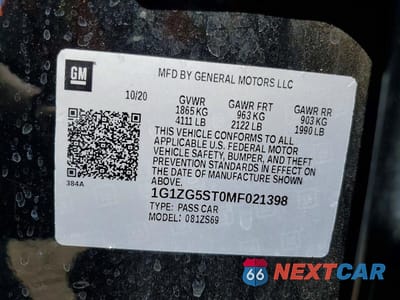 Zdjęcie 12 z 12 samochodu: 2021 CHEVROLET MALIBU RS VIN:1G1ZG5ST0MF021398 - miniatura