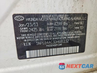 Zdjęcie 13 z 13 samochodu: 2013 HYUNDAI SONATA VIN:5NPEB4AC3DH681232 - miniatura
