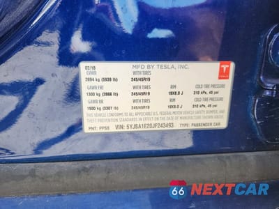 Zdjęcie 12 z 12 samochodu: 2018 TESLA MODEL S VIN:5YJSA1E20JF243493 - miniatura