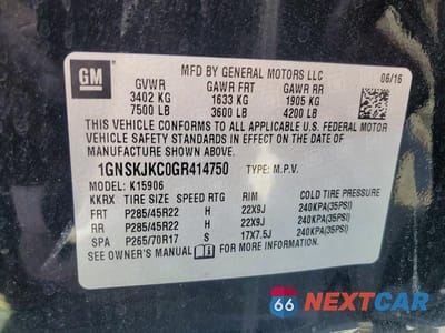Zdjęcie 13 z 13 samochodu: 2016 CHEVROLET SUBURBAN VIN:1GNSKJKC0GR414750 - miniatura