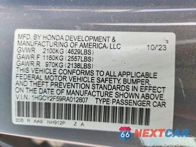 Zdjęcie 12 z 12 samochodu: 2024 HONDA ACCORD HYBRID SPORT VIN:1HGCY2F59RA012807 - miniatura
