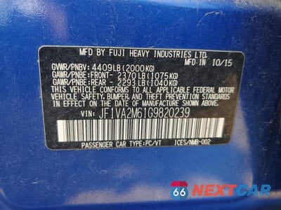 Zdjęcie 13 z 13 samochodu: 2016 SUBARU WRX STI VIN:JF1VA2M61G9820239 - miniatura