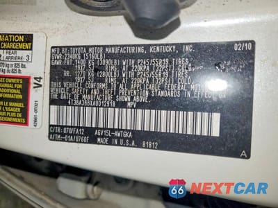 Zdjęcie 13 z 13 samochodu: 2010 TOYOTA VENZA AWD 4CYL VIN:4T3BA3BBXAU012918 - miniatura