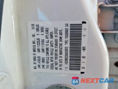 Zdjęcie 12 z 12 samochodu: 2006 HONDA ACCORD SE VIN:1HGCM56336A026872 - miniatura