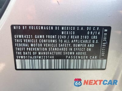 Zdjęcie 13 z 13 samochodu: 2015 VOLKSWAGEN JETTA SE VIN:3VWD17AJXFM223146 - miniatura