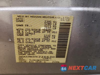 Zdjęcie 14 z 14 samochodu: 2015 NISSAN MURANO SV VIN:5N1AZ2MH3FN226630 - miniatura
