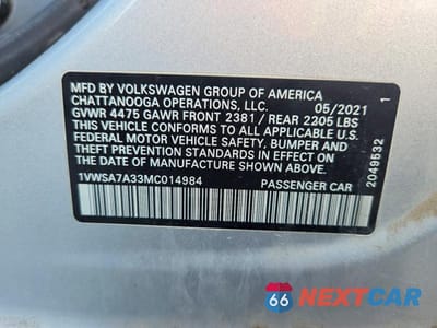 Zdjęcie 12 z 12 samochodu: 2021 VOLKSWAGEN PASSAT SE VIN:1VWSA7A33MC014984 - miniatura