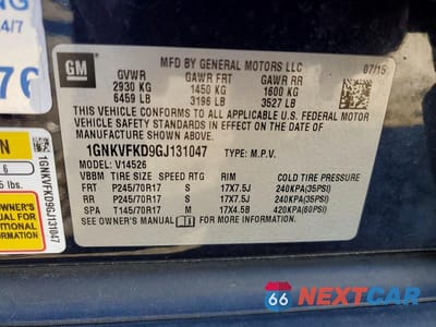 Zdjęcie 13 z 13 samochodu: 2016 CHEVROLET TRAVERSE LS VIN:1GNKVFKD9GJ131047 - miniatura