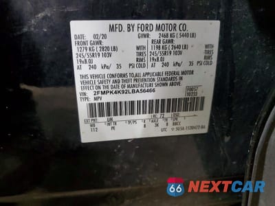 Zdjęcie 14 z 14 samochodu: 2020 FORD EDGE TITANIUM VIN:2FMPK4K92LBA56466 - miniatura