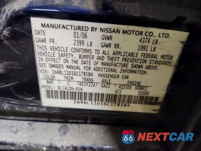 Zdjęcie 13 z 13 samochodu: 2006 NISSAN ALTIMA 3.5 SE VIN:1N4BL11D16C178584 - miniatura