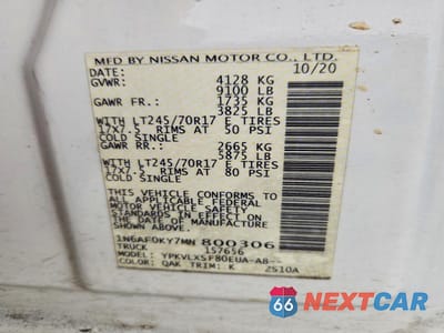 Zdjęcie 12 z 12 samochodu: 2021 NISSAN NV 2500 HD SV CARGO ** RUN & DRIVE * PRI FLEET ** VIN:1N6AF0KY7MN800306 - miniatura