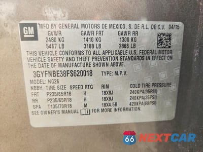 Zdjęcie 14 z 14 samochodu: 2015 CADILLAC SRX LUXURY COLLECTION VIN:3GYFNBE38FS620018 - miniatura