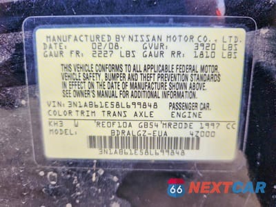 Zdjęcie 13 z 13 samochodu: 2008 NISSAN SENTRA 2.0 VIN:3N1AB61E58L699848 - miniatura