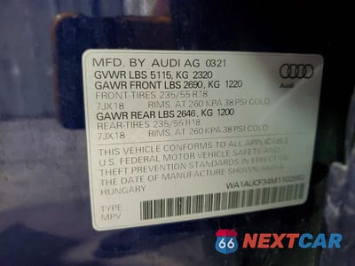 Zdjęcie 14 z 14 samochodu: 2021 AUDI Q3 PREMIUM 40 VIN:WA1AUCF34M1102892 - miniatura