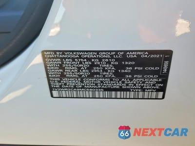 Zdjęcie 12 z 12 samochodu: 2021 VOLKSWAGEN ATLAS SE VIN:1V2WR2CA9MC580335 - miniatura