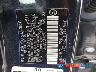 Zdjęcie 12 z 12 samochodu: 2022 LEXUS ES 350 BASE VIN:58ADZ1B15NU127737 - miniatura