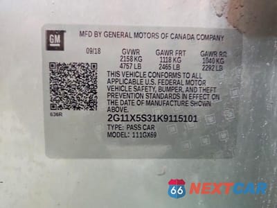 Zdjęcie 12 z 12 samochodu: 2019 CHEVROLET IMPALA LS VIN:2G11X5S31K9115101 - miniatura