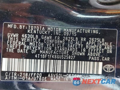 Zdjęcie 12 z 12 samochodu: 2016 TOYOTA CAMRY SE VIN:4T1BF1FK6GU525827 - miniatura