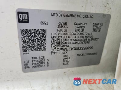 Zdjęcie 12 z 12 samochodu: 2021 CHEVROLET SILVERADO C1500 CUSTOM VIN:1GCPWBEKXMZ338056 - miniatura