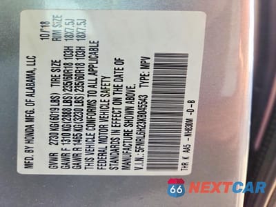 Zdjęcie 12 z 12 samochodu: 2019 HONDA ODYSSEY LX VIN:5FNRL6H23KB045543 - miniatura