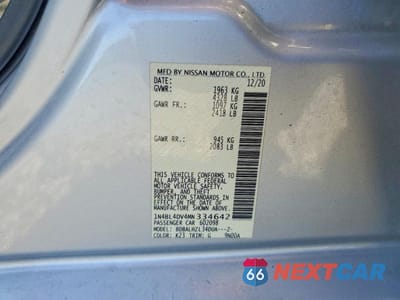 Zdjęcie 12 z 12 samochodu: 2021 NISSAN ALTIMA SV VIN:1N4BL4DV4MN334642 - miniatura