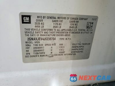 Zdjęcie 13 z 13 samochodu: 2018 CHEVROLET EQUINOX LT VIN:2GNAXJEV4J6238704 - miniatura