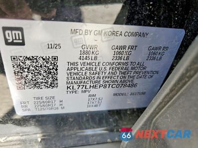 Zdjęcie 13 z 13 samochodu: 2026 CHEVROLET TRAX 1LT VIN:KL77LHEP8TC078486 - miniatura