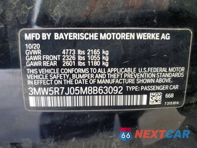 Zdjęcie 13 z 13 samochodu: 2021 BMW 330XI VIN:3MW5R7J05M8B63092 - miniatura