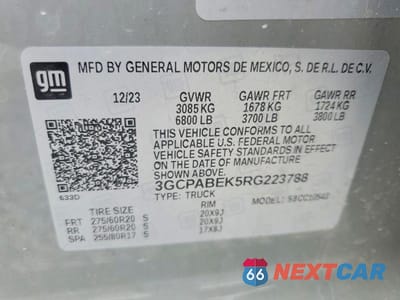 Zdjęcie 12 z 12 samochodu: 2024 CHEVROLET SILVERADO C1500 CUSTOM VIN:3GCPABEK5RG223788 - miniatura