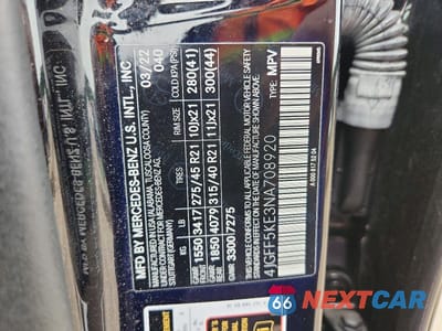 Zdjęcie 13 z 13 samochodu: 2022 MERCEDES-BENZ GLS 450 4MATIC VIN:4JGFF5KE3NA708920 - miniatura