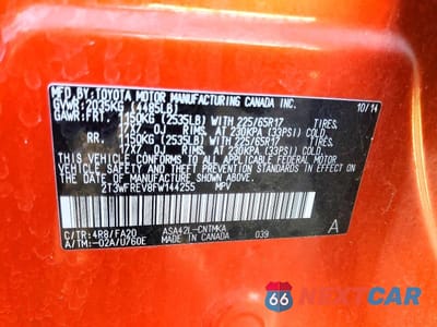 Zdjęcie 14 z 14 samochodu: 2015 TOYOTA RAV4 XLE VIN:2T3WFREV8FW144255 - miniatura
