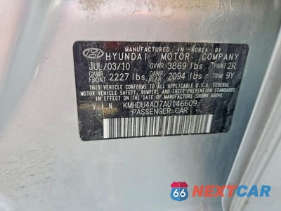 Zdjęcie 13 z 13 samochodu: 2010 HYUNDAI ELANTRA GLS VIN:KMHDU4AD7AU146609 - miniatura
