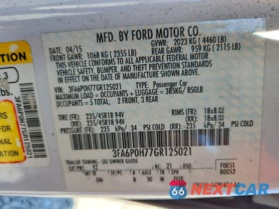 Zdjęcie 13 z 13 samochodu: 2016 FORD FUSION SE VIN:3FA6P0H77GR125021 - miniatura