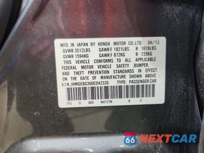 Zdjęcie 12 z 12 samochodu: 2013 HONDA FIT VIN:JHMGE8G36DC042335 - miniatura