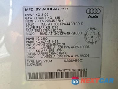 Zdjęcie 13 z 13 samochodu: 2007 AUDI Q7 3.6 QUATTRO PREMIUM VIN:WA1BY74L37D086268 - miniatura