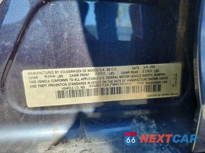 Zdjęcie 12 z 12 samochodu: 2009 VOLKSWAGEN JETTA SE VIN:3VWRZ71K79M076960 - miniatura