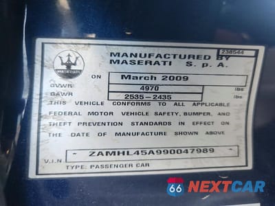 Zdjęcie 12 z 12 samochodu: 2009 MASERATI GRANTURISMO S VIN:ZAMHL45A990047989 - miniatura