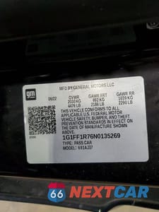Zdjęcie 12 z 12 samochodu: 2022 CHEVROLET CAMARO LT1 VIN:1G1FF1R76N0135269 - miniatura