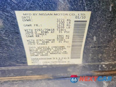 Zdjęcie 13 z 13 samochodu: 2010 NISSAN TITAN SE VIN:1N6BA0ED3AN311263 - miniatura