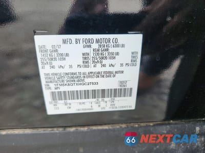 Zdjęcie 13 z 13 samochodu: 2017 FORD EXPLORER SPORT VIN:1FM5K8GTXHGC27533 - miniatura