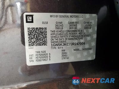Zdjęcie 13 z 13 samochodu: 2018 CHEVROLET SUBURBAN K1500 PREMIER VIN:1GNSKJKC7JR247004 - miniatura