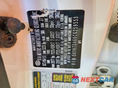Zdjęcie 13 z 13 samochodu: 2012 KIA SORENTO LX VIN:5XYKTDA66CG259553 - miniatura