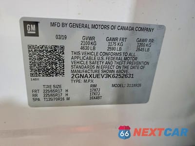 Zdjęcie 14 z 14 samochodu: 2019 CHEVROLET EQUINOX LT VIN:2GNAXUEV3K6252631 - miniatura
