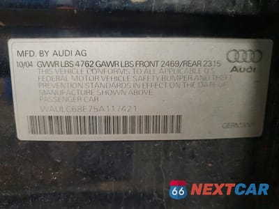 Zdjęcie 12 z 12 samochodu: 2005 AUDI A4 1.8T QUATTRO VIN:WAULC68E75A117421 - miniatura