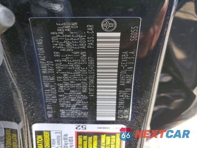 Zdjęcie 13 z 13 samochodu: 2020 TOYOTA CAMRY XLE VIN:4T1F31AK0LU540867 - miniatura