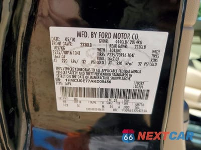 Zdjęcie 13 z 13 samochodu: 2010 FORD ESCAPE LIMITED VIN:1FMCU0E77AKD09456 - miniatura